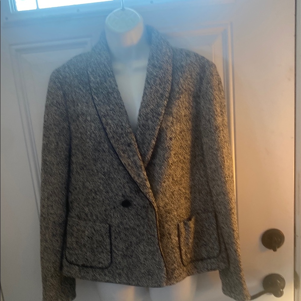 Talbots Gray Blazer Structured Wool Blend